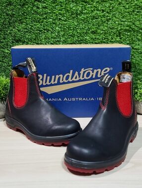 Blundstone 1316 Classic 550 Chelsea Boot - Black/Red UK 3.5( US Womens 6.5) NEW